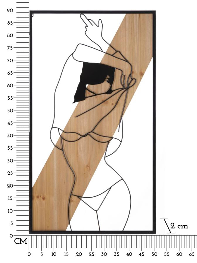 Wandpaneel Frau Strip Schwarz Braun 50×90 cm A – Wanddeko