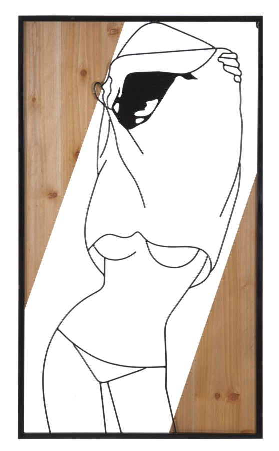 Wandpaneel Frau Strip Schwarz Braun 50×90 cm B – Wanddeko