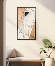 Wandpaneel Frau Strip Schwarz Braun 50×90 cm B – Wanddeko