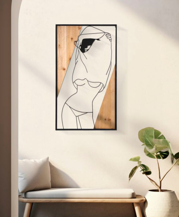 Wandpaneel Frau Strip Schwarz Braun 50×90 cm B – Wanddeko