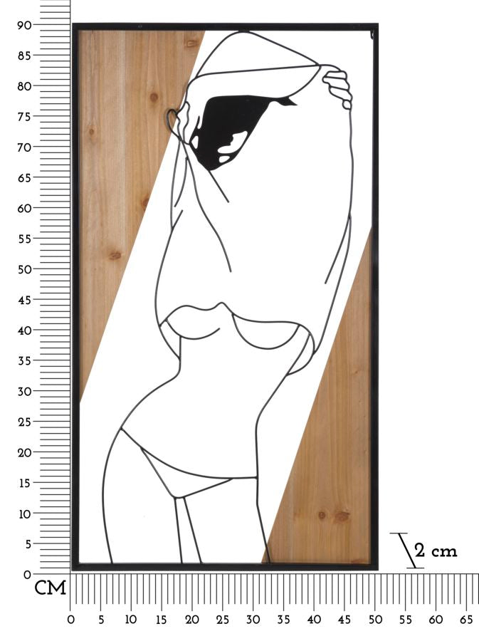 Wandpaneel Frau Strip Schwarz Braun 50×90 cm B – Wanddeko