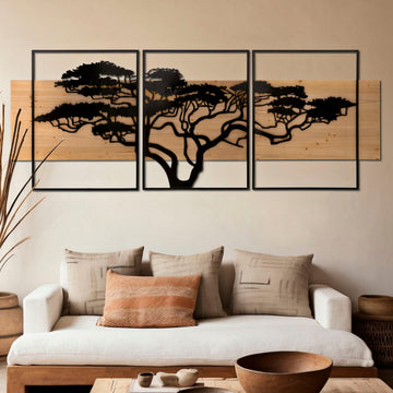 Wandpaneel Baum Schwarz Braun 80 cm – Wanddeko