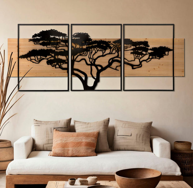 Wandpaneel Baum Schwarz Braun 80 cm – Wanddeko