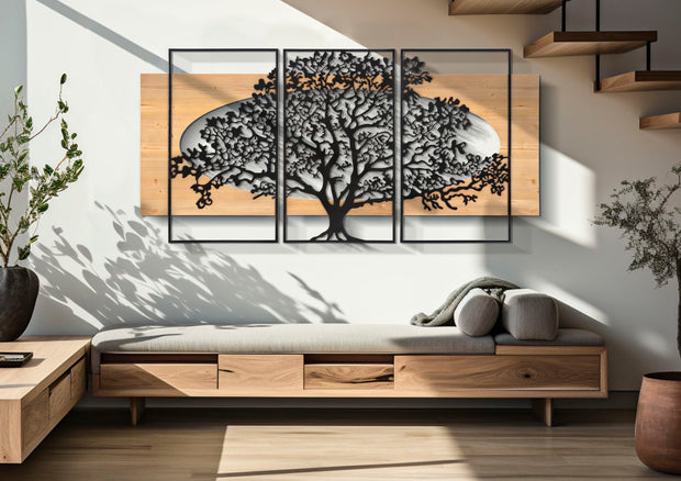 Wandpaneel Baum Schwarz Braun 90 cm – Wanddeko