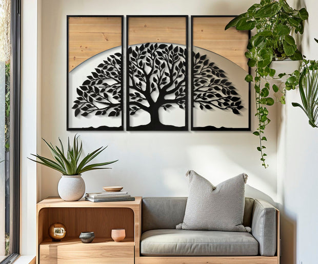 Wandpaneel Baum Schwarz Braun 70 cm – Wanddeko
