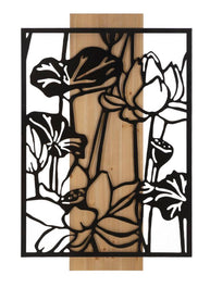 Wandpaneel Blumen Schwarz Braun – Wanddeko