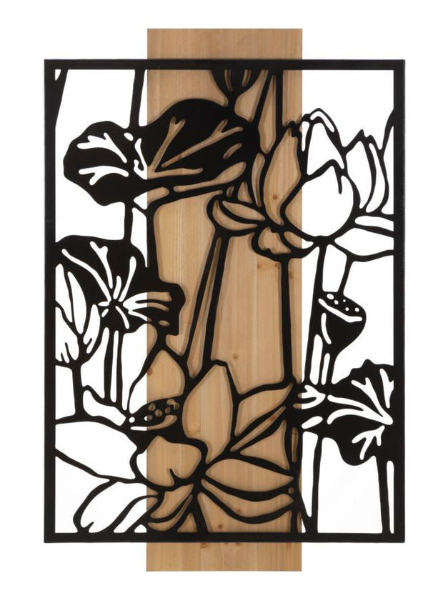 Wandpaneel Blumen Schwarz Braun – Wanddeko