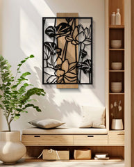 Wandpaneel Blumen Schwarz Braun – Wanddeko