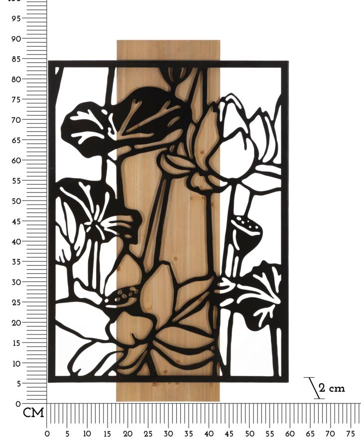 Wandpaneel Blumen Schwarz Braun – Wanddeko
