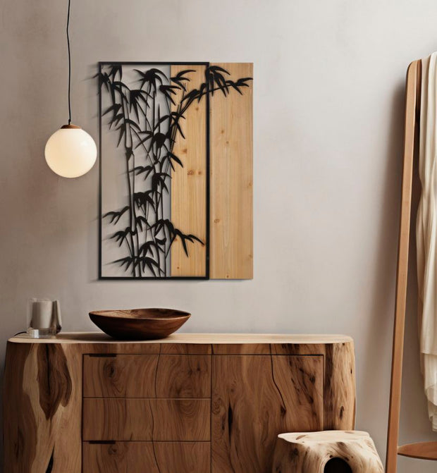 Wandpaneel Bambus Schwarz Braun – Wanddeko