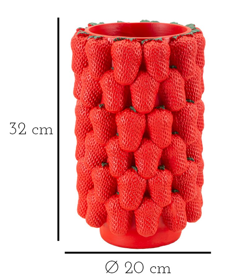 Blumenvase Erdbeere Rot 32 cm