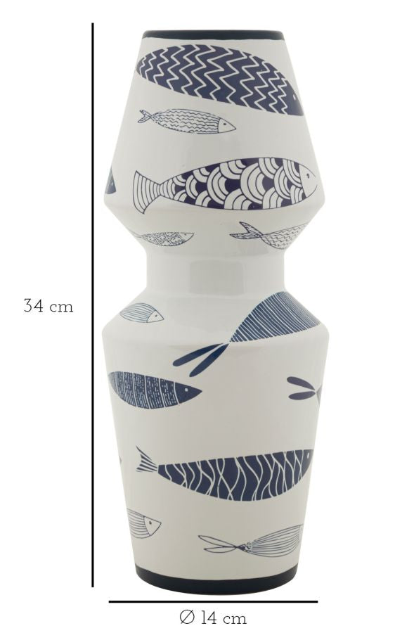 Blumenvase Fisch Doppelt Bunt 34 cm – Dekovase