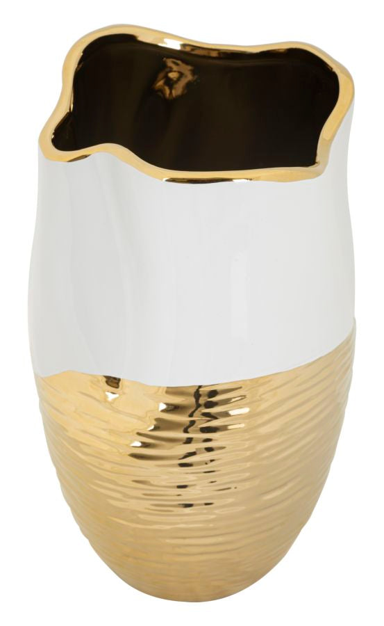 Blumenvase Lux Weiß Gold – Dekovase