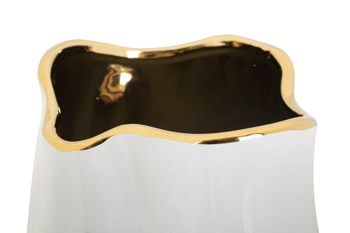 Blumenvase Lux Weiß Gold – Dekovase