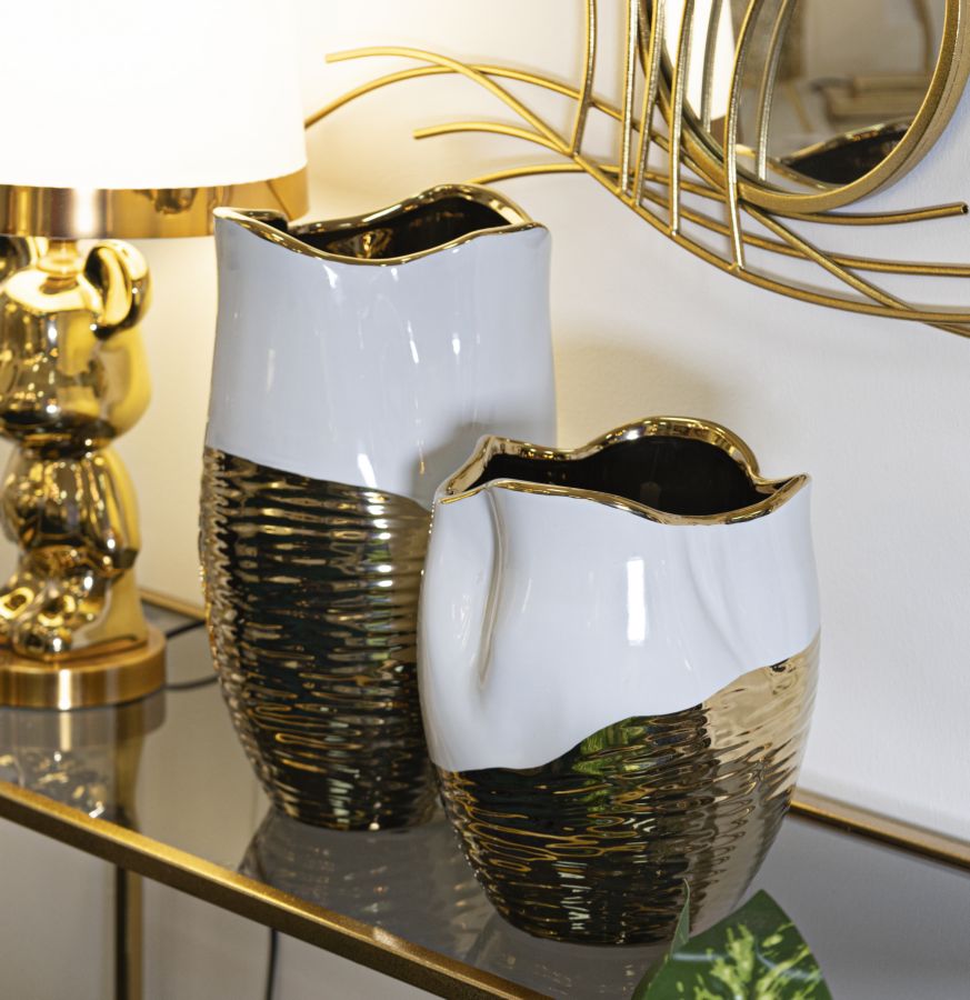 Blumenvase Lux Weiß Gold – Dekovase