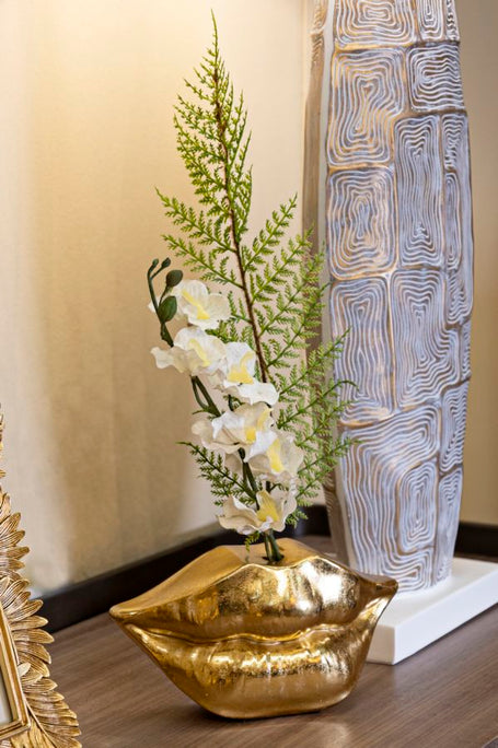 Vase Lippen Gold – Blumenvase Deko