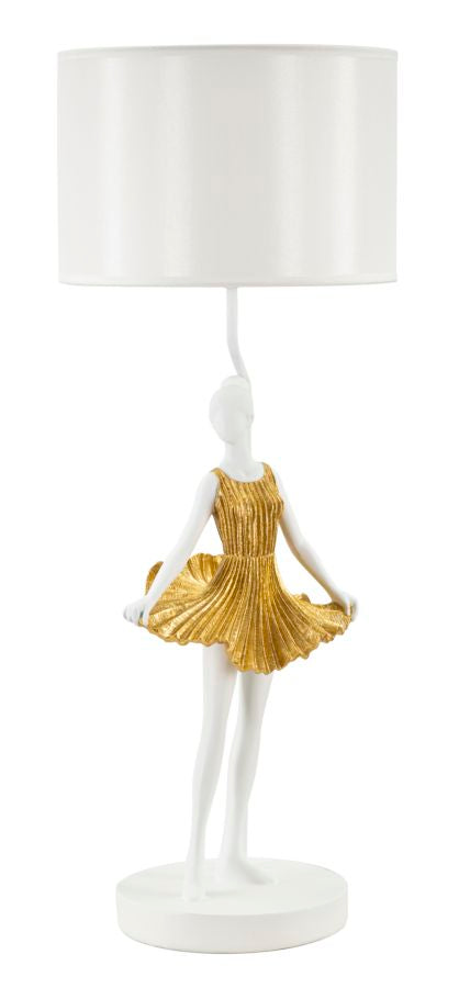 Tischlampe Tänzerin Gold Weiß 90,5 cm – Tischleuchte