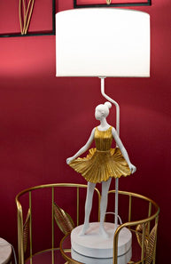 Tischlampe Tänzerin Gold Weiß 90,5 cm – Tischleuchte