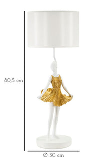 Tischlampe Tänzerin Gold Weiß 90,5 cm – Tischleuchte