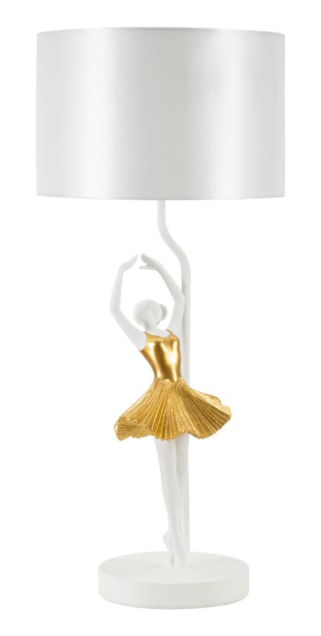 Tischlampe Tänzerin Gold Weiß 64 cm – Tischleuchte