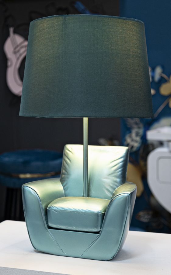 Tischlampe Midcentury Türkis 43 cm – Tischleuchte