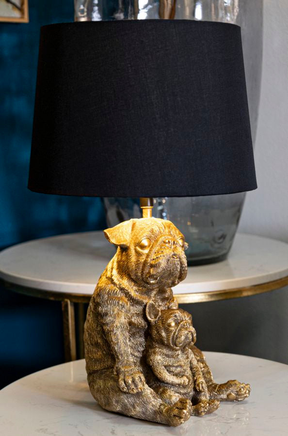 Tischlampe Hund Gold Schwarz 43,8 cm – Tischleuchte