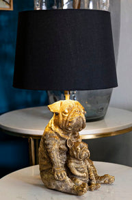 Tischlampe Hund Gold Schwarz 43,8 cm – Tischleuchte