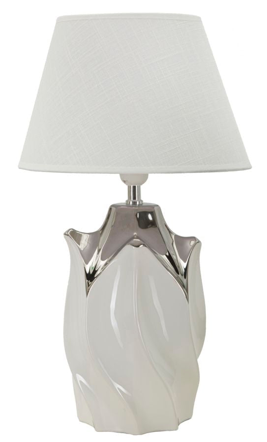 Tischlampe Shiney Weiß Silber 51 cm – Tischleuchte