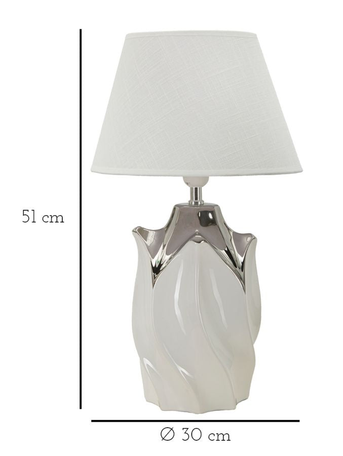 Tischlampe Shiney Weiß Silber 51 cm – Tischleuchte