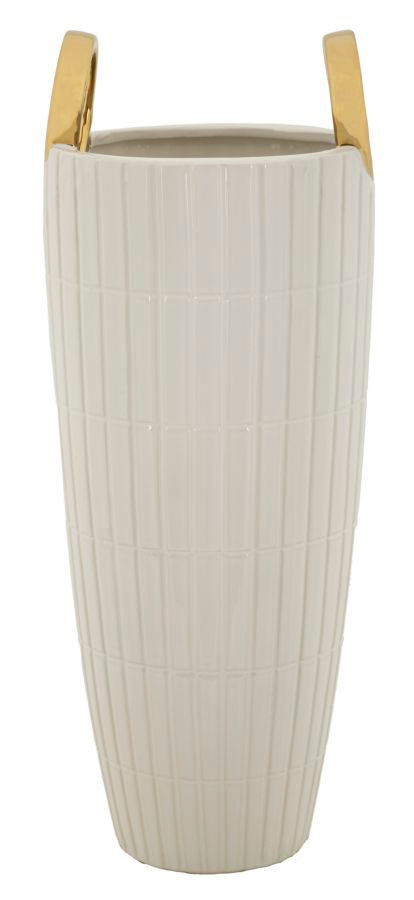 Blumenvase Shopping Weiß Gold 45 cm