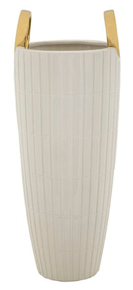 Blumenvase Shopping Weiß Gold 45 cm