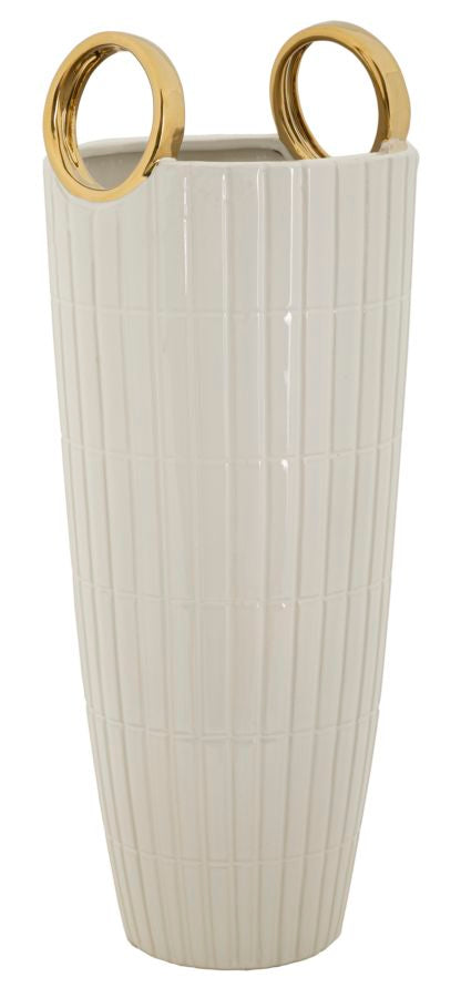 Blumenvase Shopping Weiß Gold 45 cm