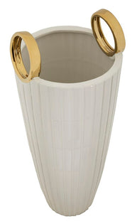 Blumenvase Shopping Weiß Gold 45 cm