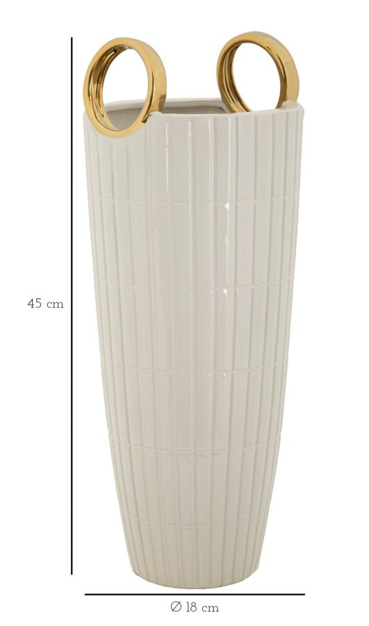 Blumenvase Shopping Weiß Gold 45 cm