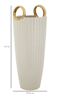 Blumenvase Shopping Weiß Gold 45 cm