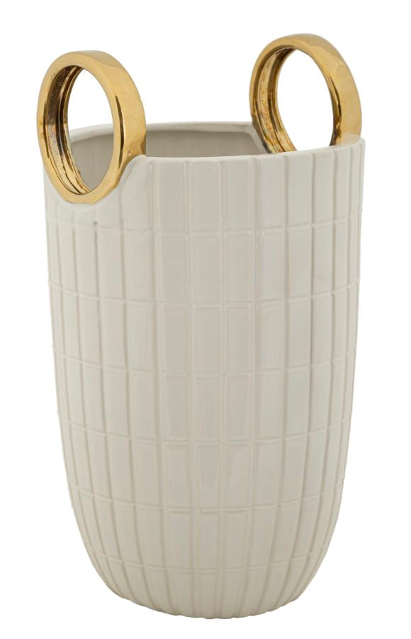 Vase Ringe Weiß Gold – Blumenvase Deko