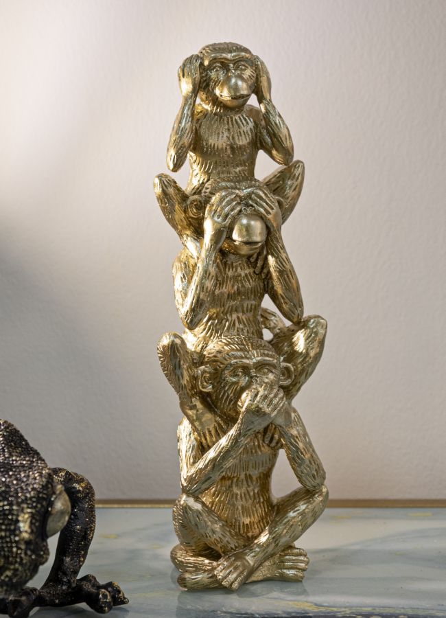 Dekofigur Affen Gold – Skulptur Deko