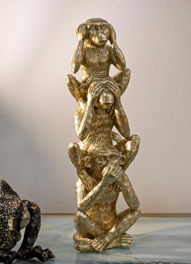 Dekofigur Affen Gold – Skulptur Deko