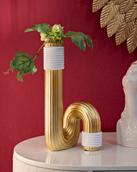 Blumenvase Bann Gold Weiß 30,5 cm – Dekovase