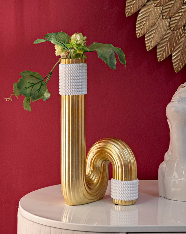 Blumenvase Bann Gold Weiß 30,5 cm – Dekovase