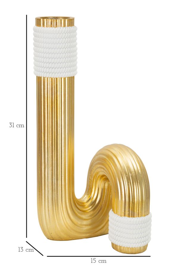 Blumenvase Bann Gold Weiß 30,5 cm – Dekovase