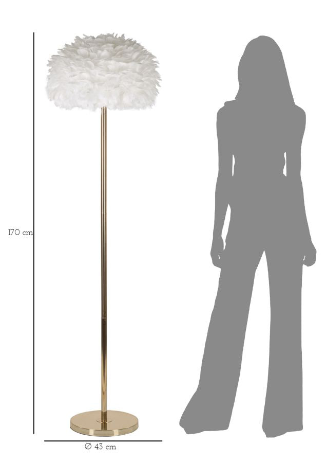Stehlampe Feder Weiß Gold 170 cm – Stehleuchte