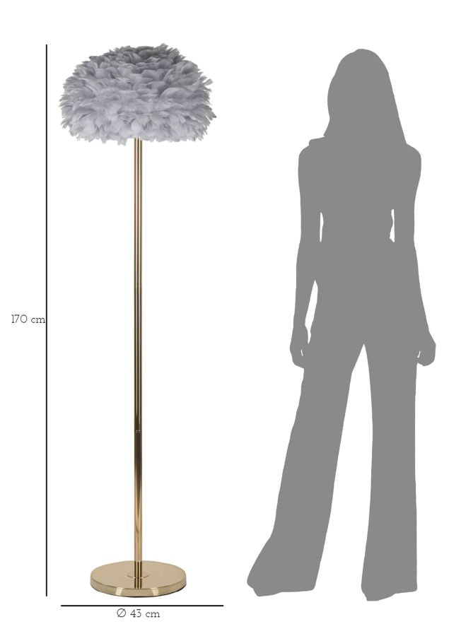 Stehlampe Feder Grau Gold 170 cm – Stehleuchte