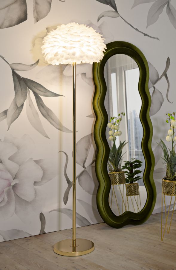 Stehlampe Feder Weiß Gold 170 cm – Stehleuchte