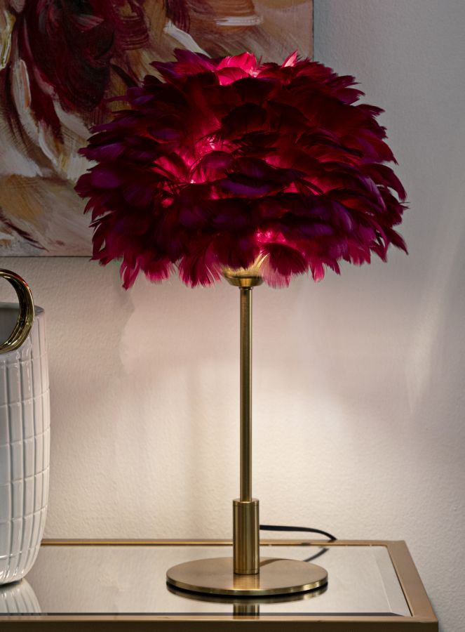 Tischlampe Feder Gold Bordeaux 50 cm – Tischleuchte