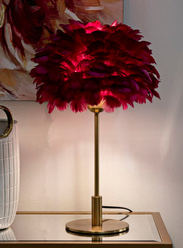 Tischlampe Feder Gold Bordeaux 50 cm – Tischleuchte