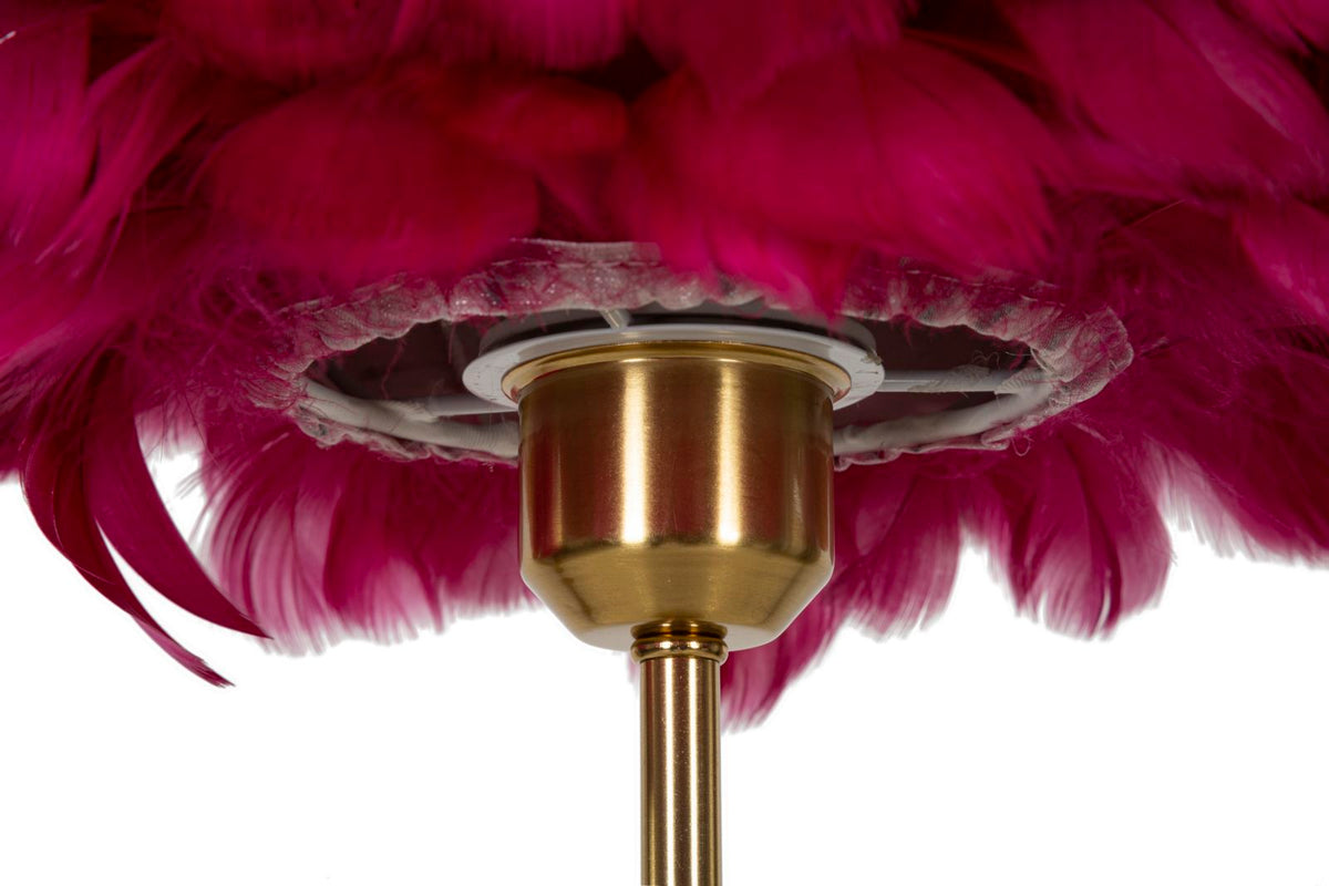 Tischlampe Feder Gold Bordeaux 50 cm – Tischleuchte