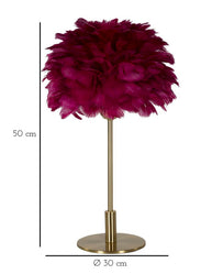 Tischlampe Feder Gold Bordeaux 50 cm – Tischleuchte