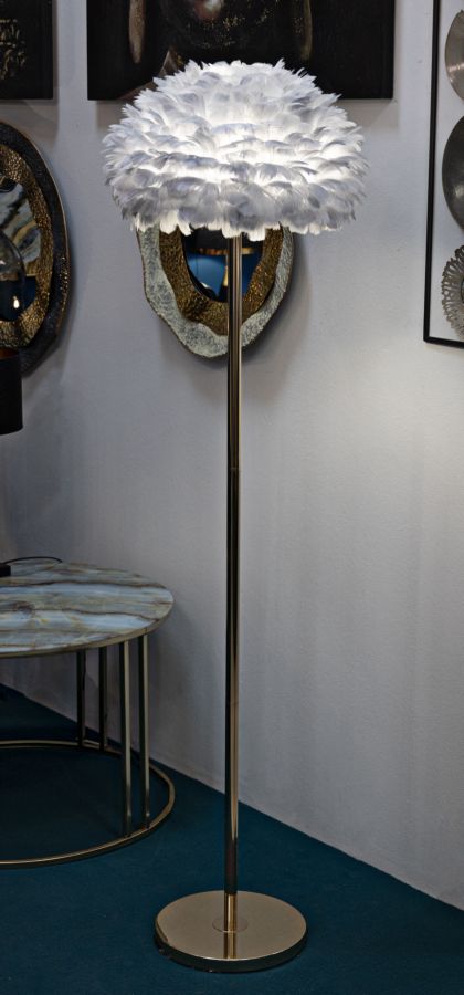 Stehlampe Feder Grau Gold 170 cm – Stehleuchte