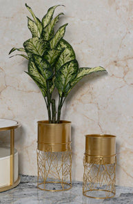 Blumenständer Blätter Gold 43 cm – Pflanzenständer